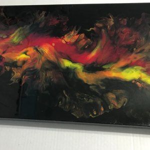 Fire, acrylic dutch pour painting finished with epoxy resin, 24 by 12.
